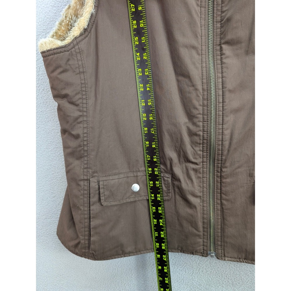 Women's Reversible Faux Fur Vest Brown Full Zip Stand Collar Pockets Size‎ L? - Picture 7 of 8